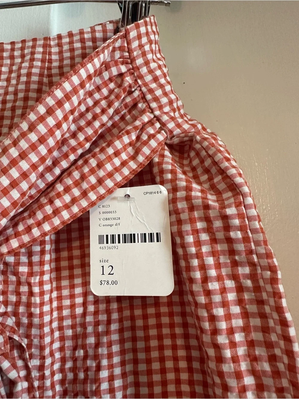 Free People West Side High-Waisted Gingham Tie-Belt Crop Pants